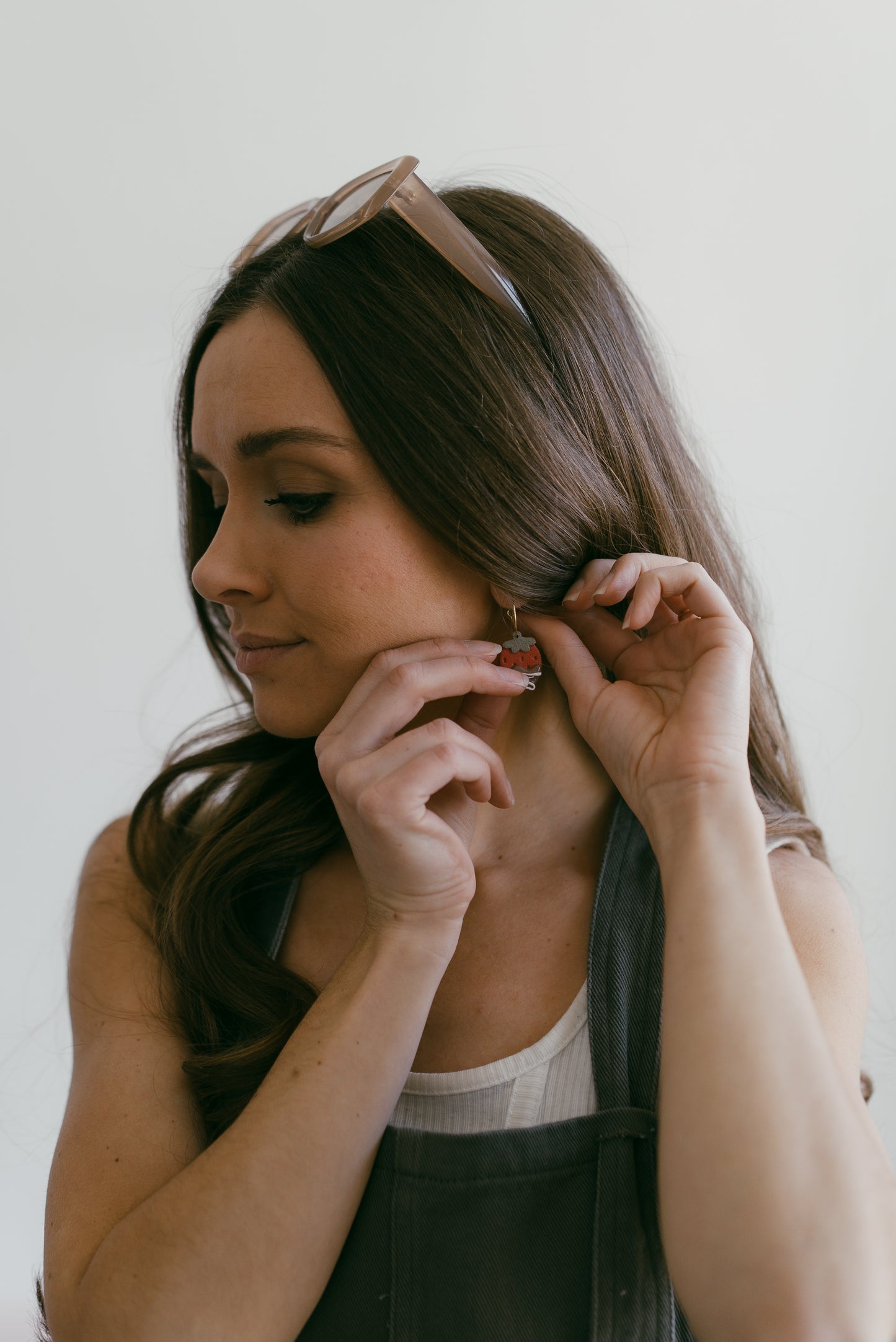 Strawberry - Chocolate Covered - Hoop Earrings - Pink/Brown