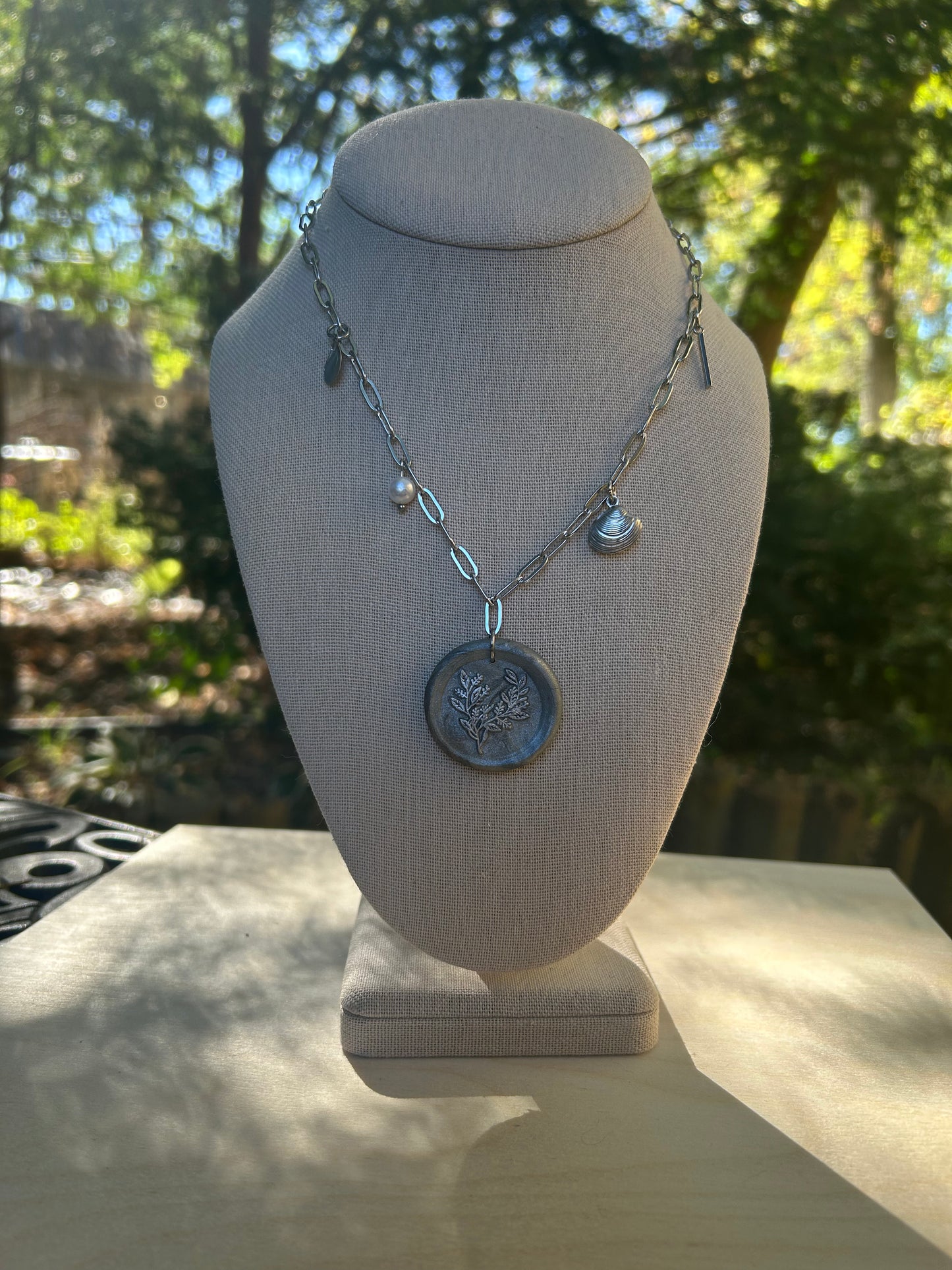 Clay Seal - Stainless Steel Charm Necklace