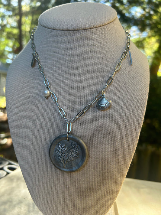 Clay Seal - Stainless Steel Charm Necklace