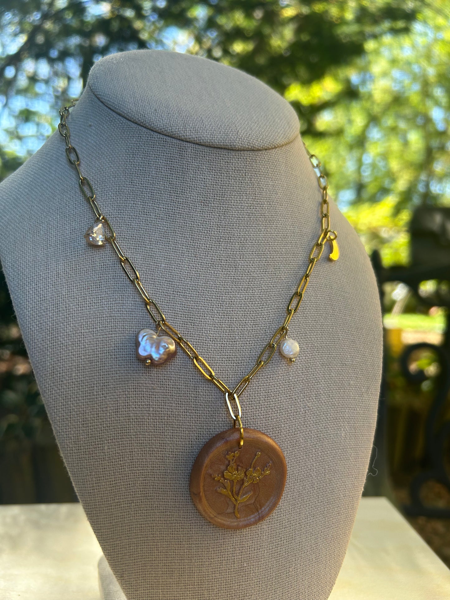 Clay Seal - Golden Charm Necklace