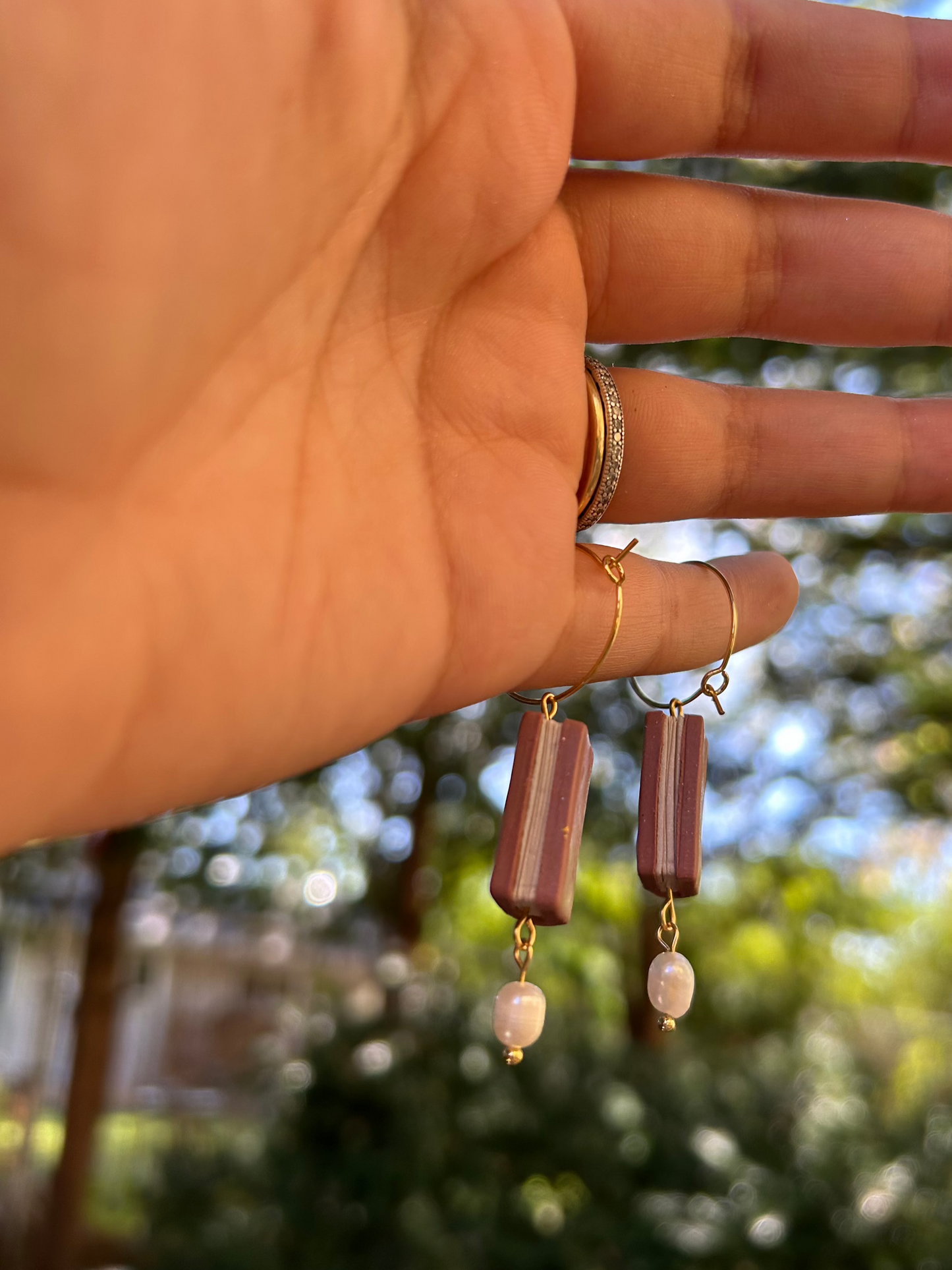 Brown Book - Golden Hoop earrings