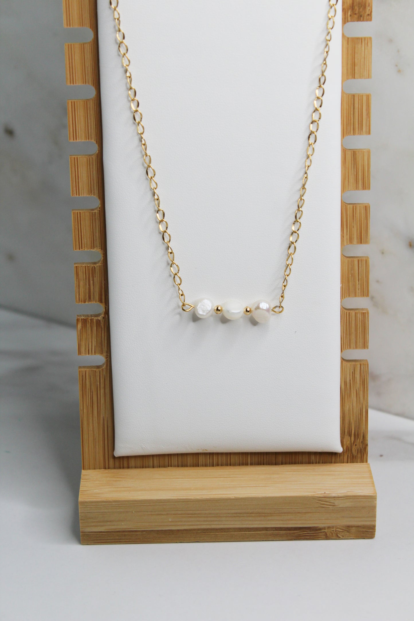 Freshwater Pearl -White Golden Necklace