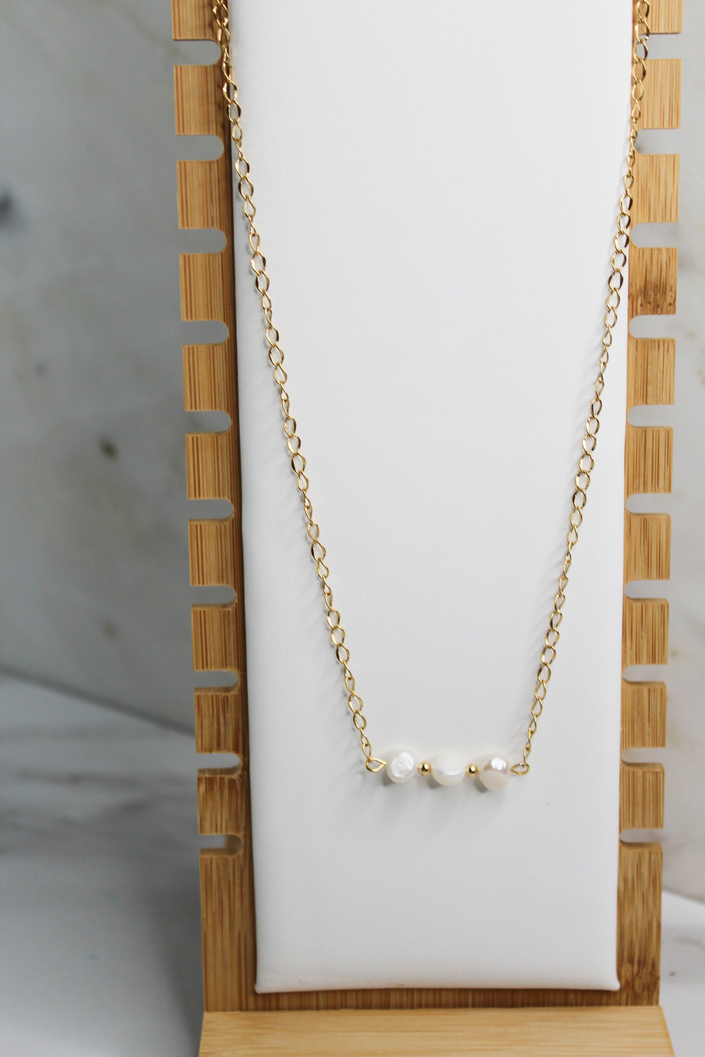 Freshwater Pearl -White Golden Necklace