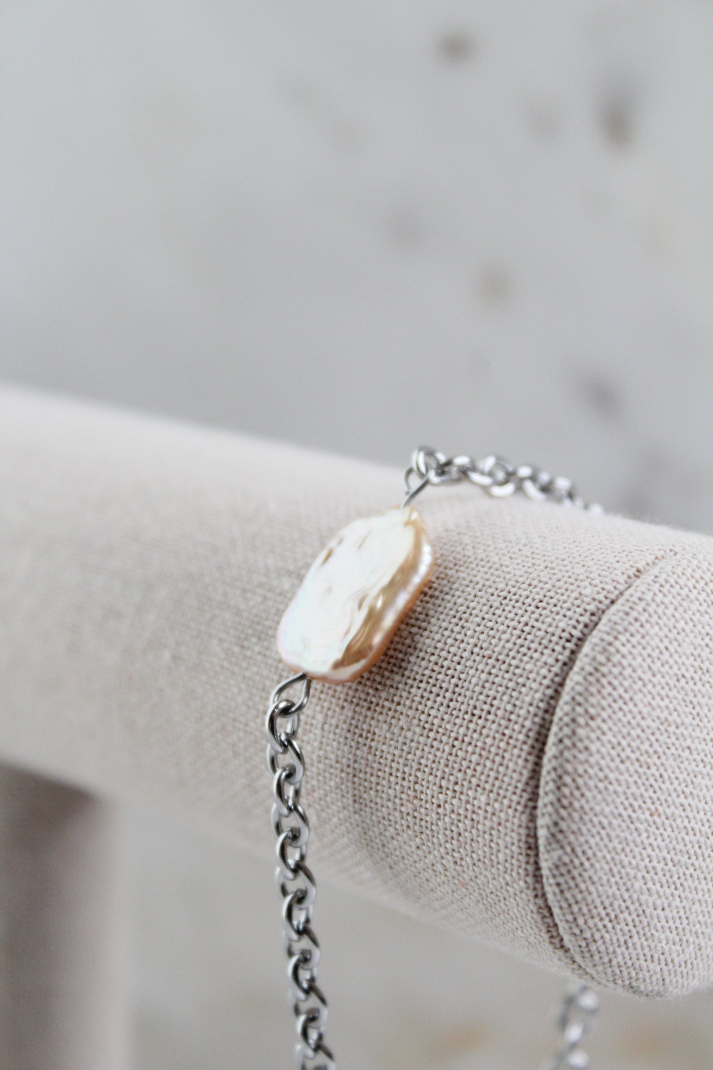 Baroque Pearl- Peach Stainless Bracelet